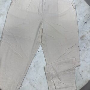 LOFT Cream Ankle Cropped Pants Relaxed Fit